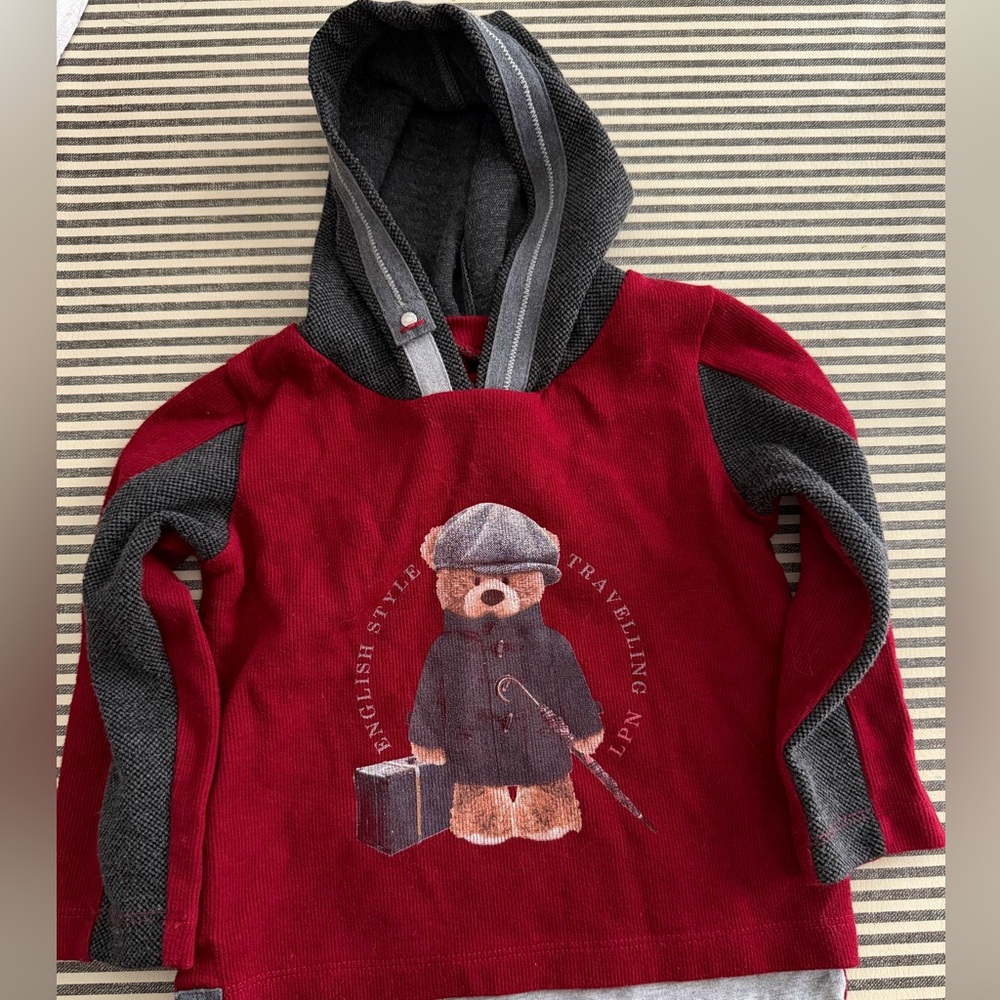 Boys Red Bear Hoodie